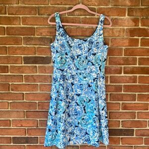 Luxe by Carmen Marc Valvo Floral Sleeveless Dress Blue 10